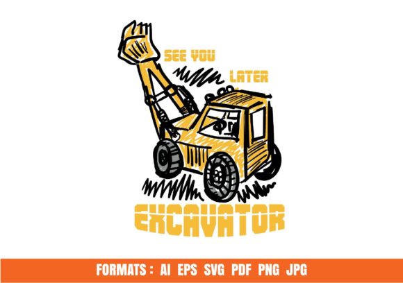 Excavator T-shirt Design: Graphics for Print Templates