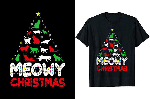 Meowy Christmas T-Shirt: Festive Graphics for T-Shirt Designs