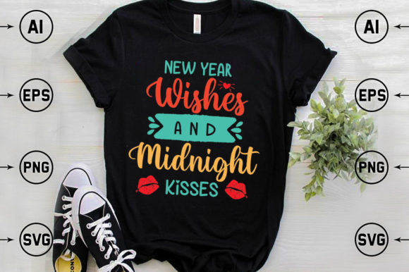 New Year Wishes Graphics for T-Shirt Designs