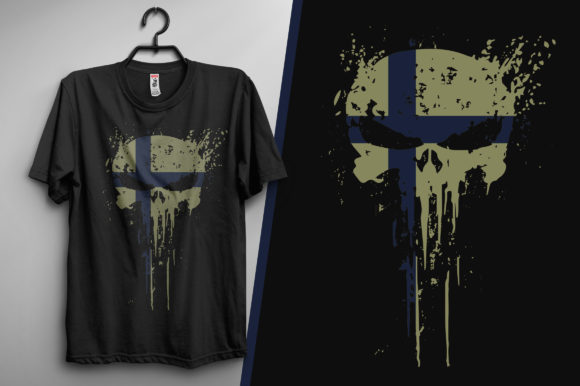Skull Head Finland Flag: Bold Graphics for Print Templates