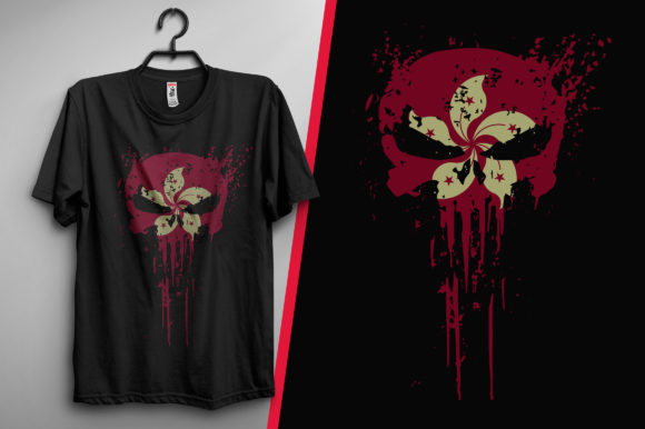 Skull Head Hong Kong Flag Graphics & Print Templates