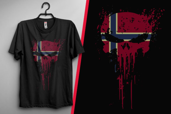 Skull Head Norway Flag Graphics for Print Templates
